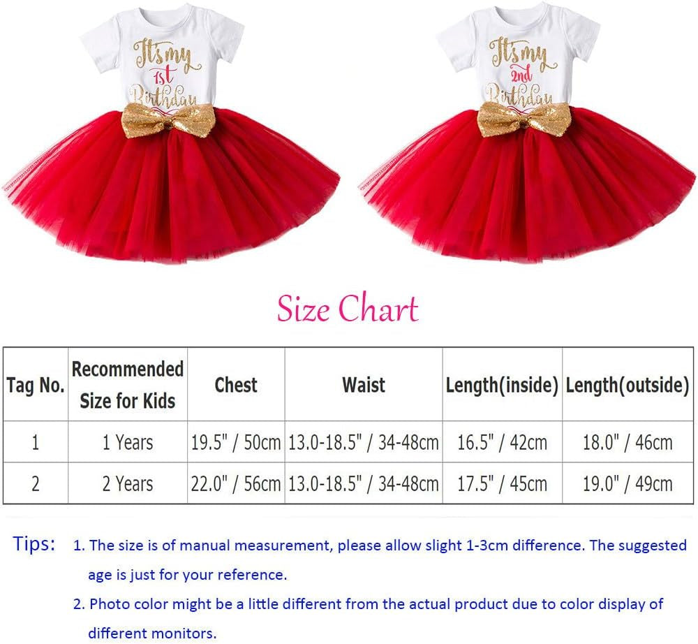 Baby Girls Newborn It'S My 1St/2Nd Birthday Cake Smash Shinny Printed Sequin Bow Tutu Princess Dress