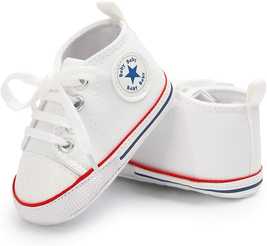 Unisex Baby Boy Girl Canvas Sneaker Soft Sole Ankle Infant First Walkers Crib Shoe